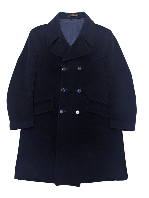 Vintage Harry British DB Long Peacoat M/40R Navy Blue Wool