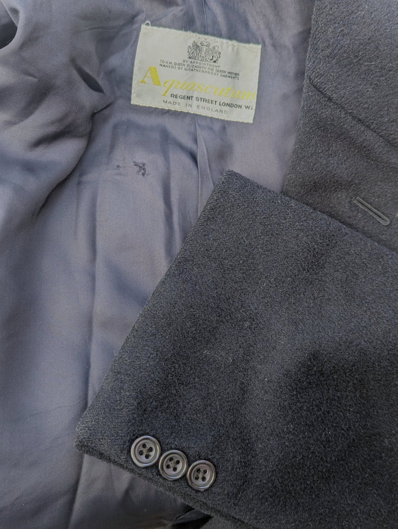 Vintage Aquascutum Coat 46R/48R Dark Navy Blue Wool