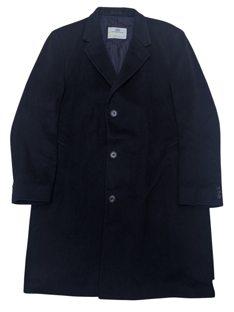 Vintage Aquascutum Coat 46R/48R Dark Navy Blue Wool