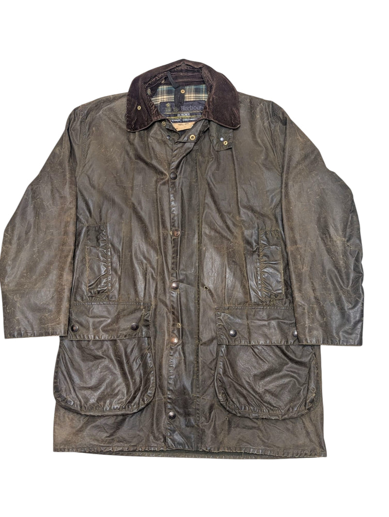 Barbour Coat M/L 40 Olive Green Border Waxed Cotton