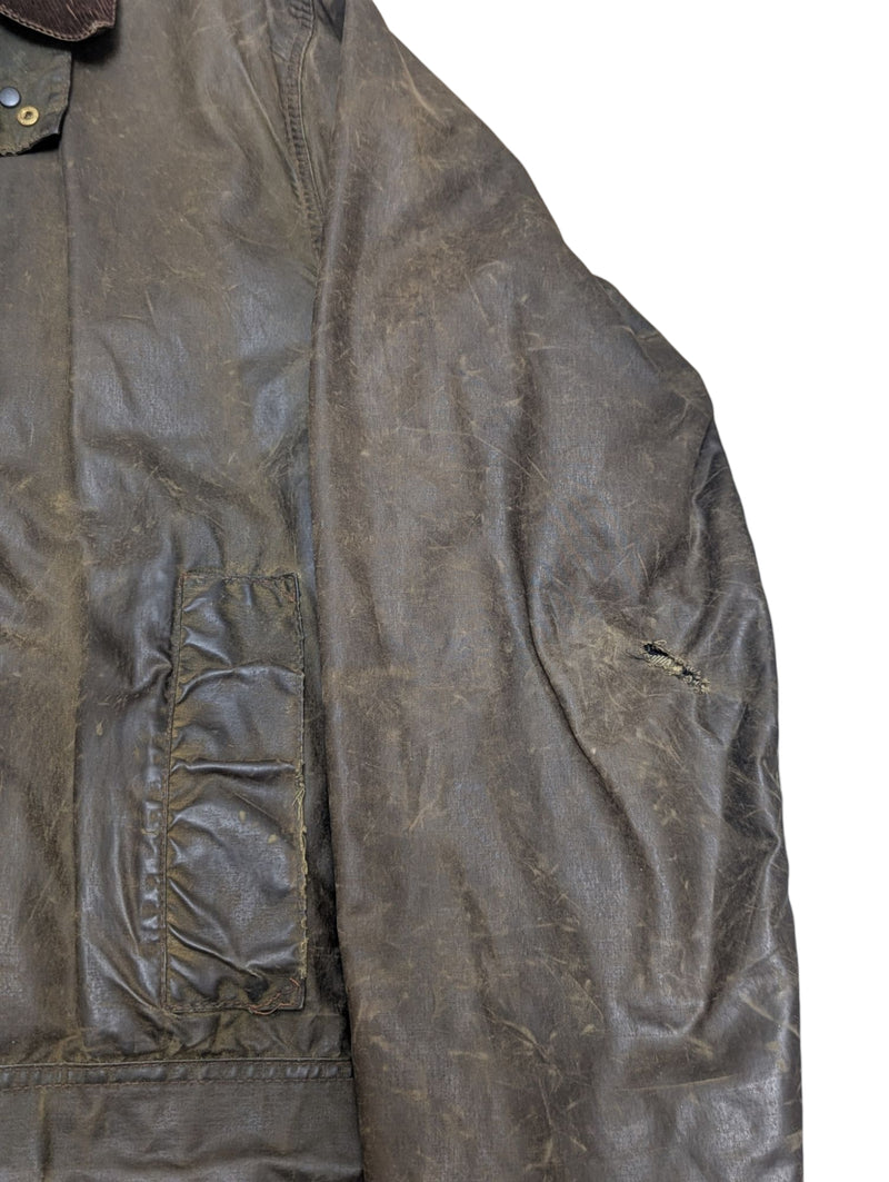 Barbour Coat M/L 40 Olive Green Border Waxed Cotton