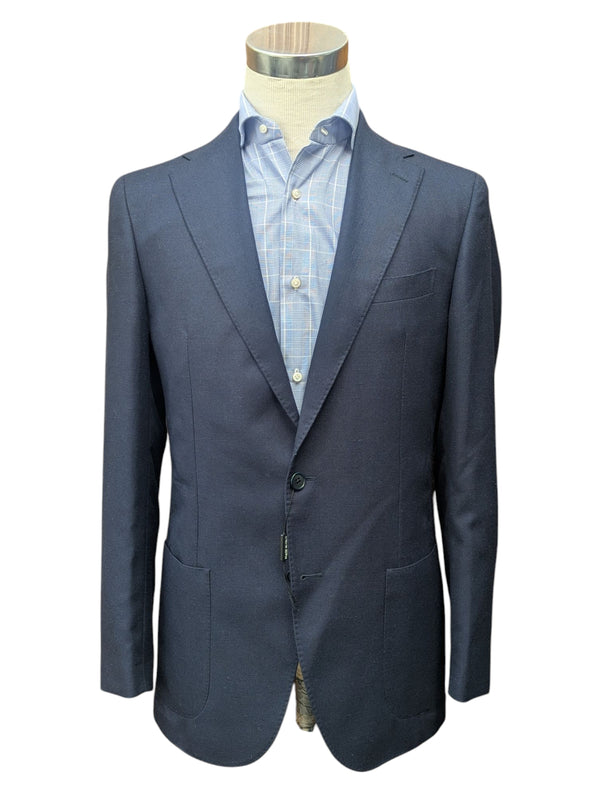 Bella Spalla Sport Coat 39/40R Navy Hopsack 2-button Pure Wool