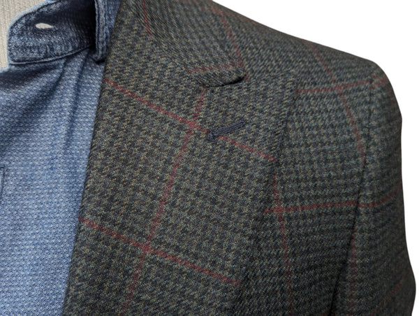 Bella Spalla Sport Coat 38R Forest Green Check 2-button Peak Pure Wool *Sample