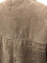 Vintage Morley's Leather Lambsuede Shearling Coat L Beige Handmade in England