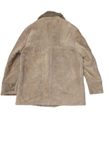 Vintage Morley's Leather Lambsuede Shearling Coat L Beige Handmade in England