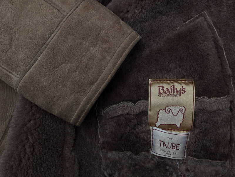 Vintage Baily's Leather Lamb Shearling Coat M/40 Beig 3-Button