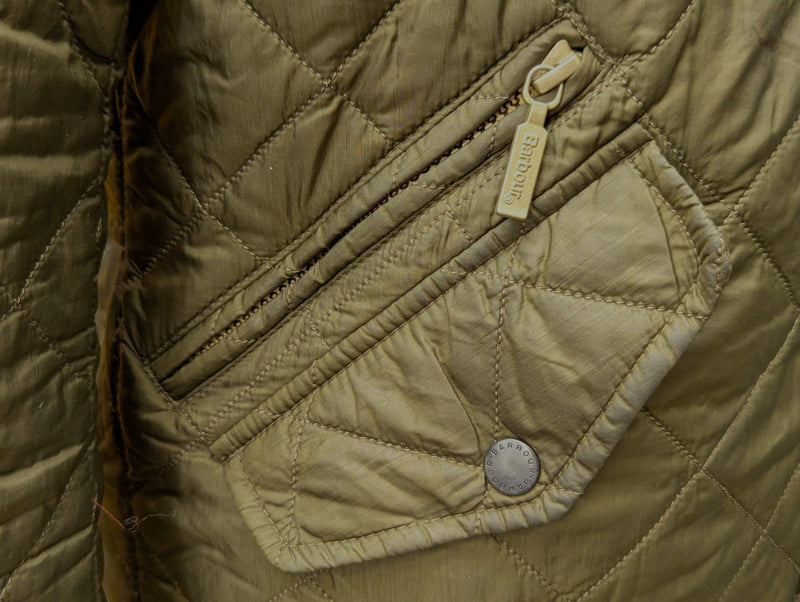 Barbour Jacket S/M Dark Olive Green Chelsea Padded Quilt Polyester