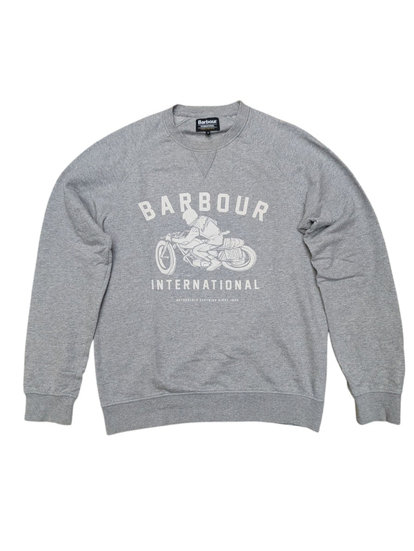 Barbour Sweatshirt S Grey Motorcycle Logo Cotton