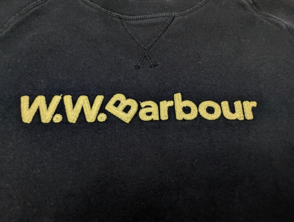 Barbour x Wood Wood Sweatshirt M Black Logo Heavyweight Cotton