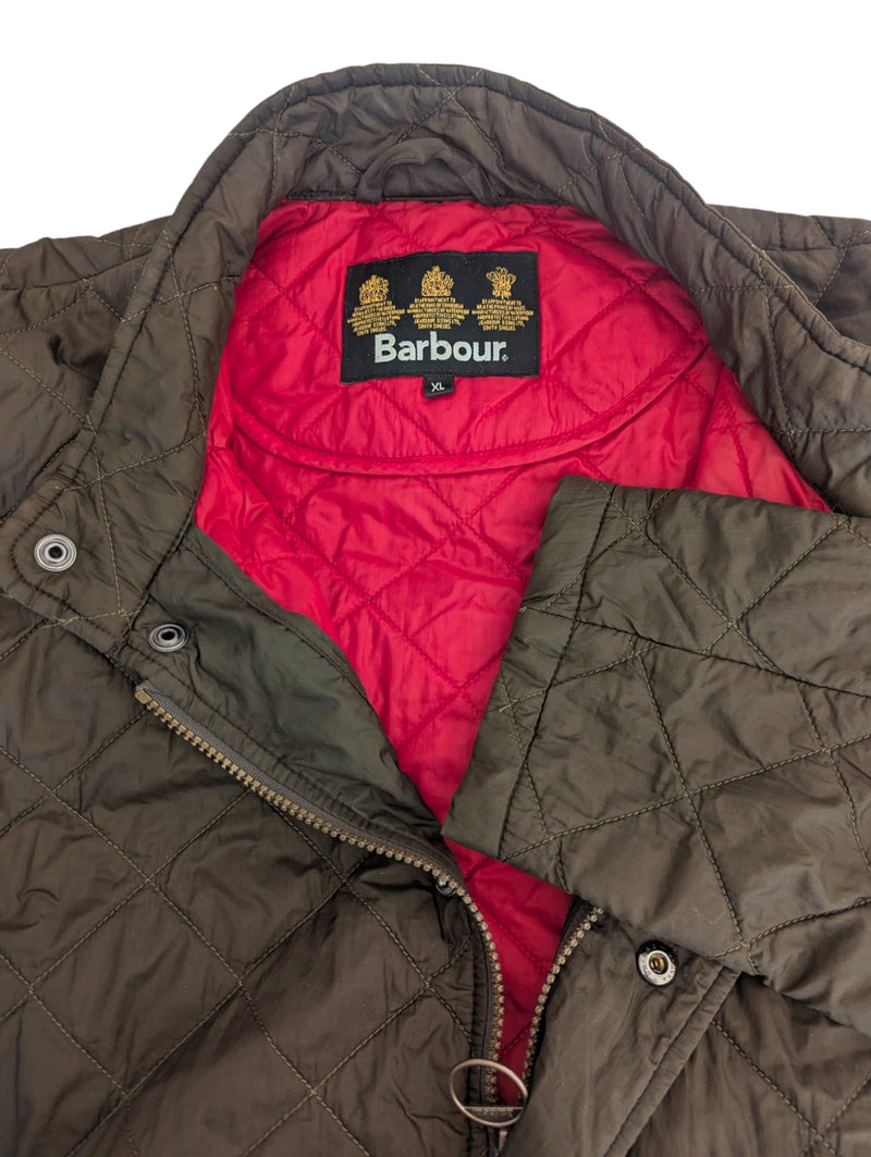 Barbour Jacket XL/XXL Dark Khaki Green Chelsea Padded Quilt Polyester