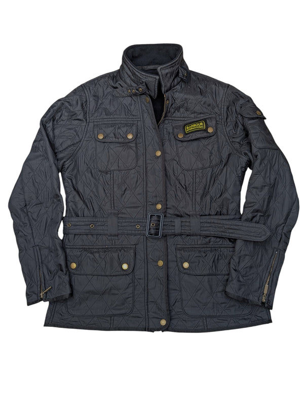 Barbour Women's International Belted Jacket 8 US Midnight Quilted Polyester