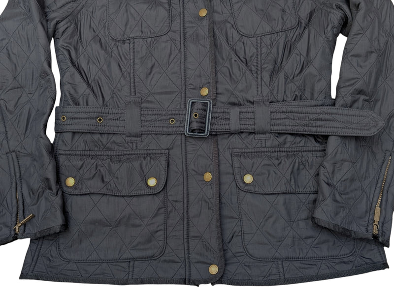 Barbour Ladies International Belted Jacket L/8 US Navy Polar Quilted Polyester