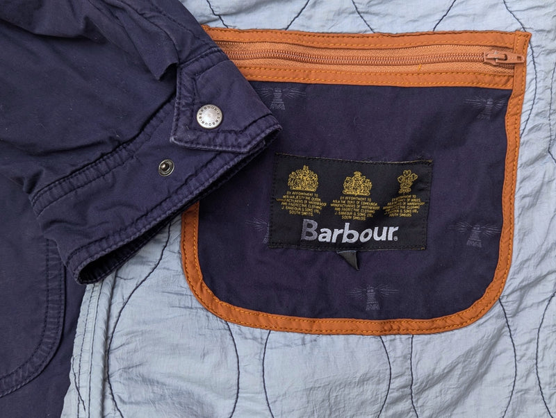 Barbour Jacket M Blue Renlow Quilt Cotton