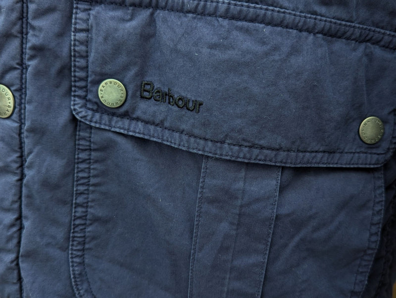 Barbour Jacket M Blue Renlow Quilt Cotton