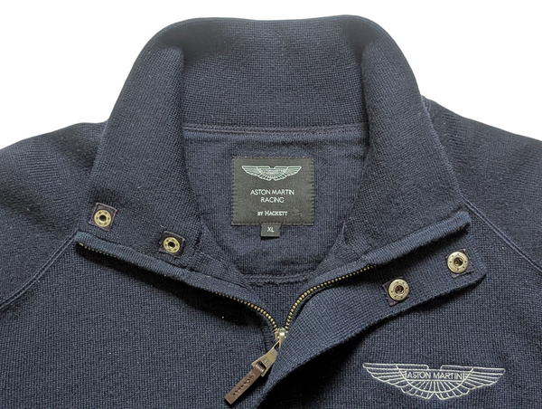 Hackett Aston Martin Sweater XL Half Zip Navy Blue Wool