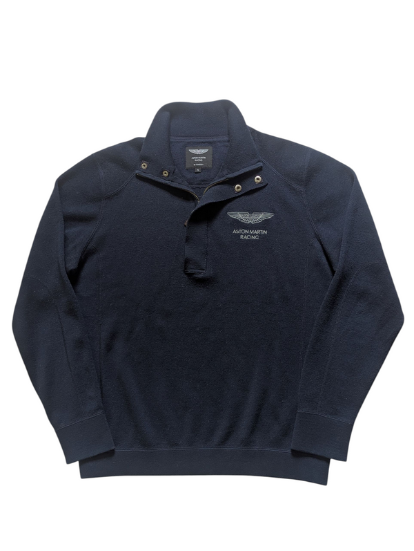Hackett Aston Martin Sweater XL Half Zip Navy Blue Wool