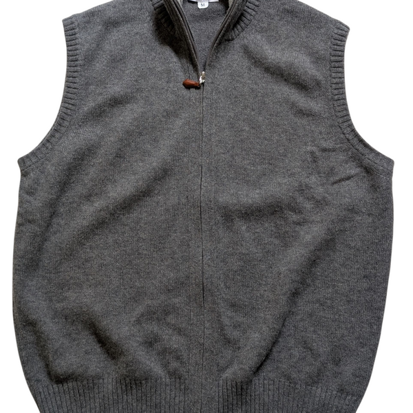Gran Sasso Zip Cardigan Sweater Vest M Grey Wool/Cashmere