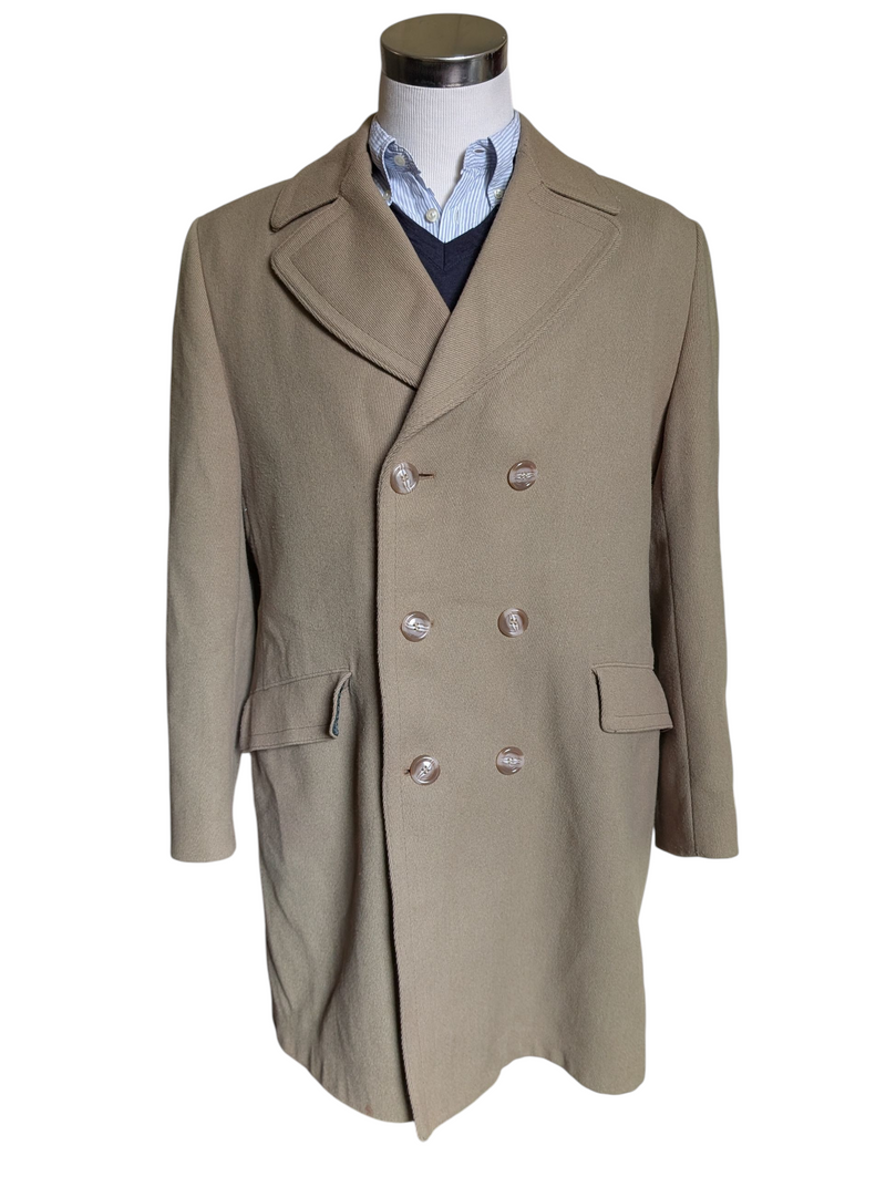 Dhobi England DB Coat L/42R Khaki Tan Pure Heavy Wool
