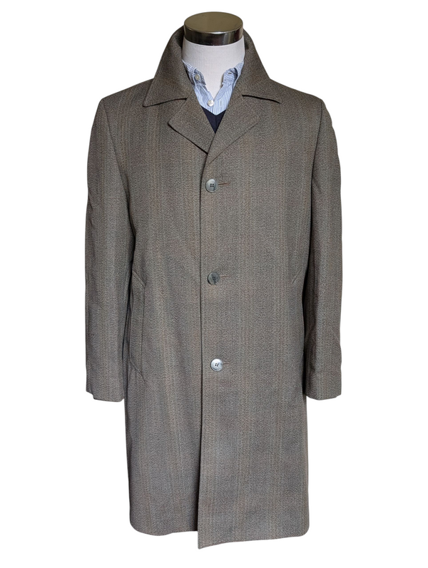 Vintage Dunn & Co. Ballantyne Balmacaan Raglan Coat L/XL 42/44R Earthy Grey Plaid Thornproof Wool
