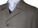Vintage Dunn & Co. Ballantyne Balmacaan Raglan Coat L/XL 42/44R Earthy Grey Plaid Thornproof Wool