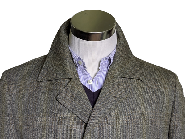 Vintage Dunn & Co. Ballantyne Balmacaan Raglan Coat L/XL 42/44R Earthy Grey Plaid Thornproof Wool