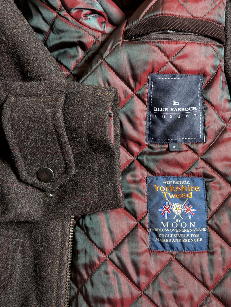 Abraham Moon Car Coat M Dark Brown Yorkshire Tweed Wool
