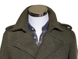 Neill Katter Italy Belted Pea Coat S Olive Green Wool Knit