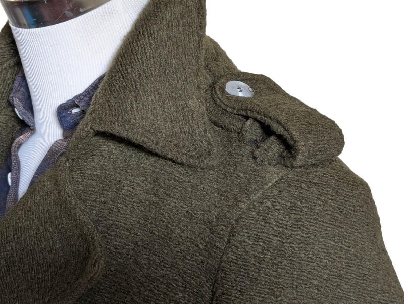 Neill Katter Italy Belted Pea Coat S Olive Green Wool Knit