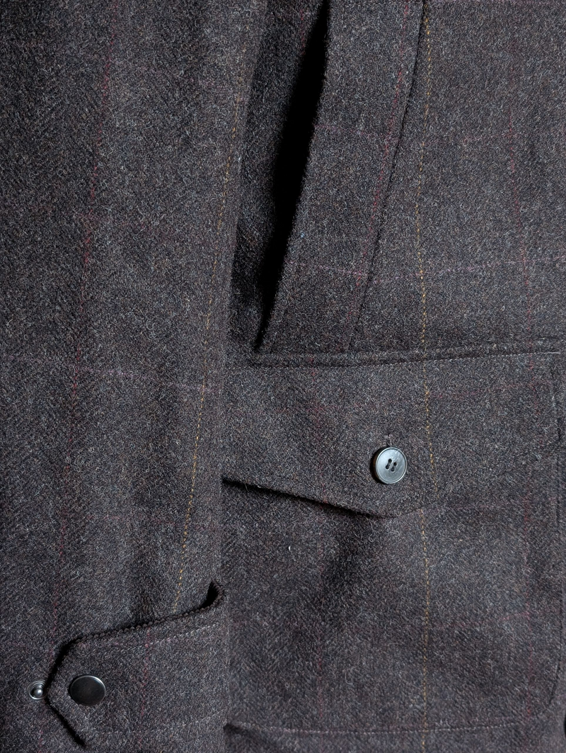 Abraham Moon Car Coat M Dark Brown Yorkshire Tweed Wool