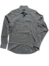Zegna Shirt M City Grey Striped Cotton/Silk