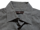 Zegna Shirt M City Grey Striped Cotton/Silk