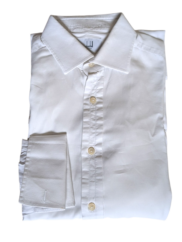 Dunhill Dress Shirt 16 White French Cuff Cotton