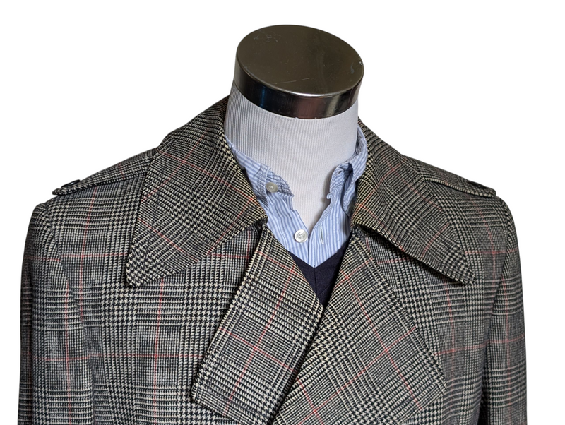 Vintage Berwin Belted Coat M/40R Prince of Wales Plaid DB Wool