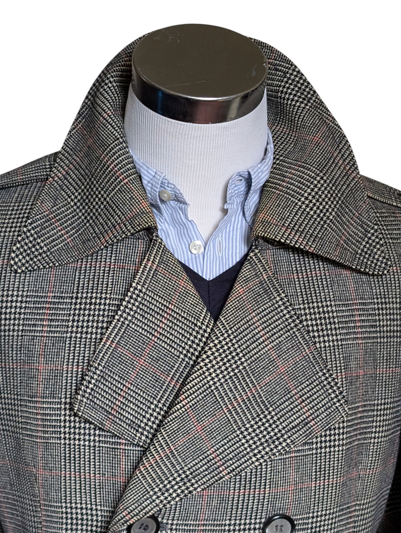 Vintage Berwin Belted Coat M/40R Prince of Wales Plaid DB Wool