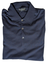 John Smedley Polo Sweater XL Navy Extrafine Merino