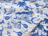 Hartford Shirt L Blue/White Hawaii Surf Print Cotton