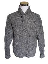 L.L. Bean Sweater M Grey Marled Shawl Collar Pullover Shetland Wool