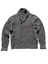 L.L. Bean Sweater M Grey Marled Shawl Collar Pullover Shetland Wool