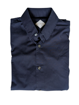 Pal Zileri Shirt S/15.75 Slim Navy Blue Cotton Stretch