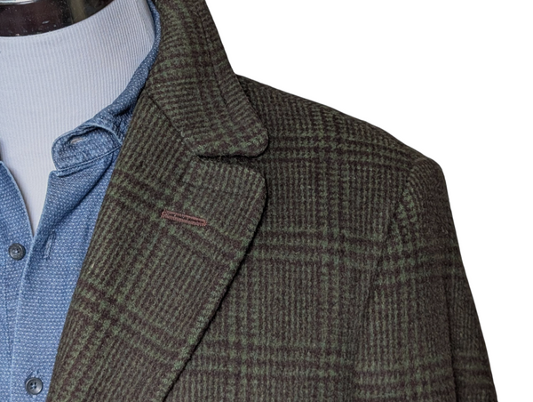 Vintage Mersley Coat M/40R Brown/Olive Green Plaid 3-button Pure Heavy Wool