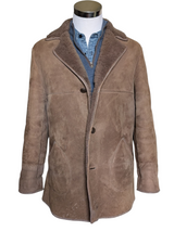 Vintage Baily's Leather Lamb Shearling Coat L/42 Taupe/Beige 3-Button