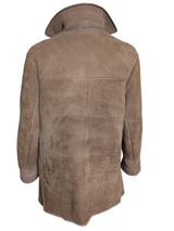 Vintage Baily's Leather Lamb Shearling Coat L/42 Taupe/Beige 3-Button