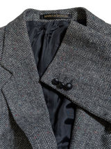 Vintage British Sport Coat 40R Grey Donegal Herringbone 2-button Wool Tweed