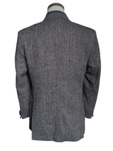 Vintage British Sport Coat 40R Grey Donegal Herringbone 2-button Wool Tweed