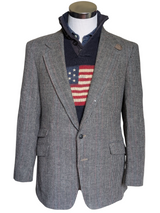 Vintage Sport Coat 42R Grey with Red/Blue 2-button Wool Tweed