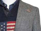 Vintage Sport Coat 42R Grey with Red/Blue 2-button Wool Tweed