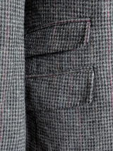 Vintage Sport Coat 42R Grey with Red/Blue 2-button Wool Tweed