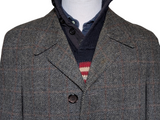 Vintage Carswell England Coat M 38/40R Grey Herringbone Blue/Red Wool Tweed