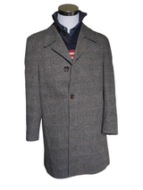 Vintage Carswell England Coat M 38/40R Grey Herringbone Blue/Red Wool Tweed