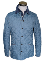 Barbour Jacket M Pale Slate Blue Liddesdale Padded Quilt Polyamide